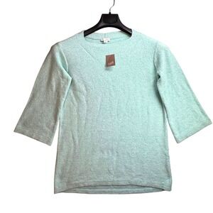 Pure Jill Green Textured Knit 3/4 Bell Sleeve Sweater XSP Petite Coastal Soft